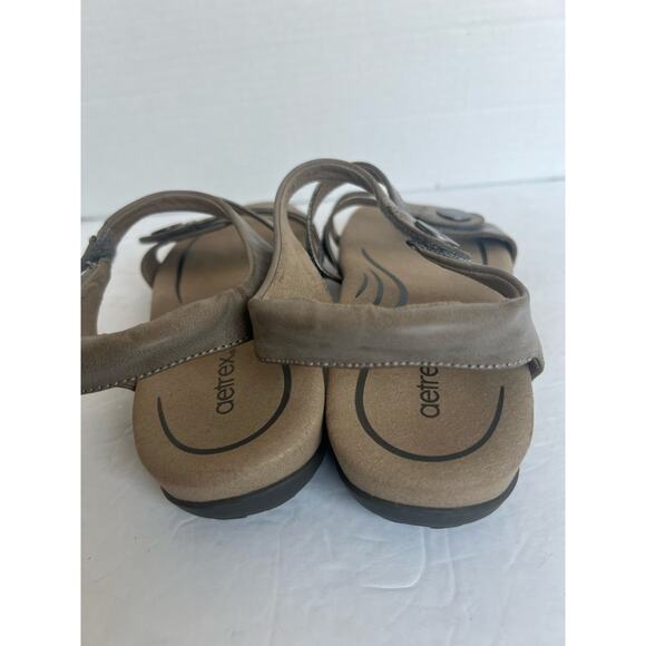 AETREX JESS Smoke Brown Adjustable Quarter Strappy Orthopedic Comfort Sandals 10 - Picture 7 of 11